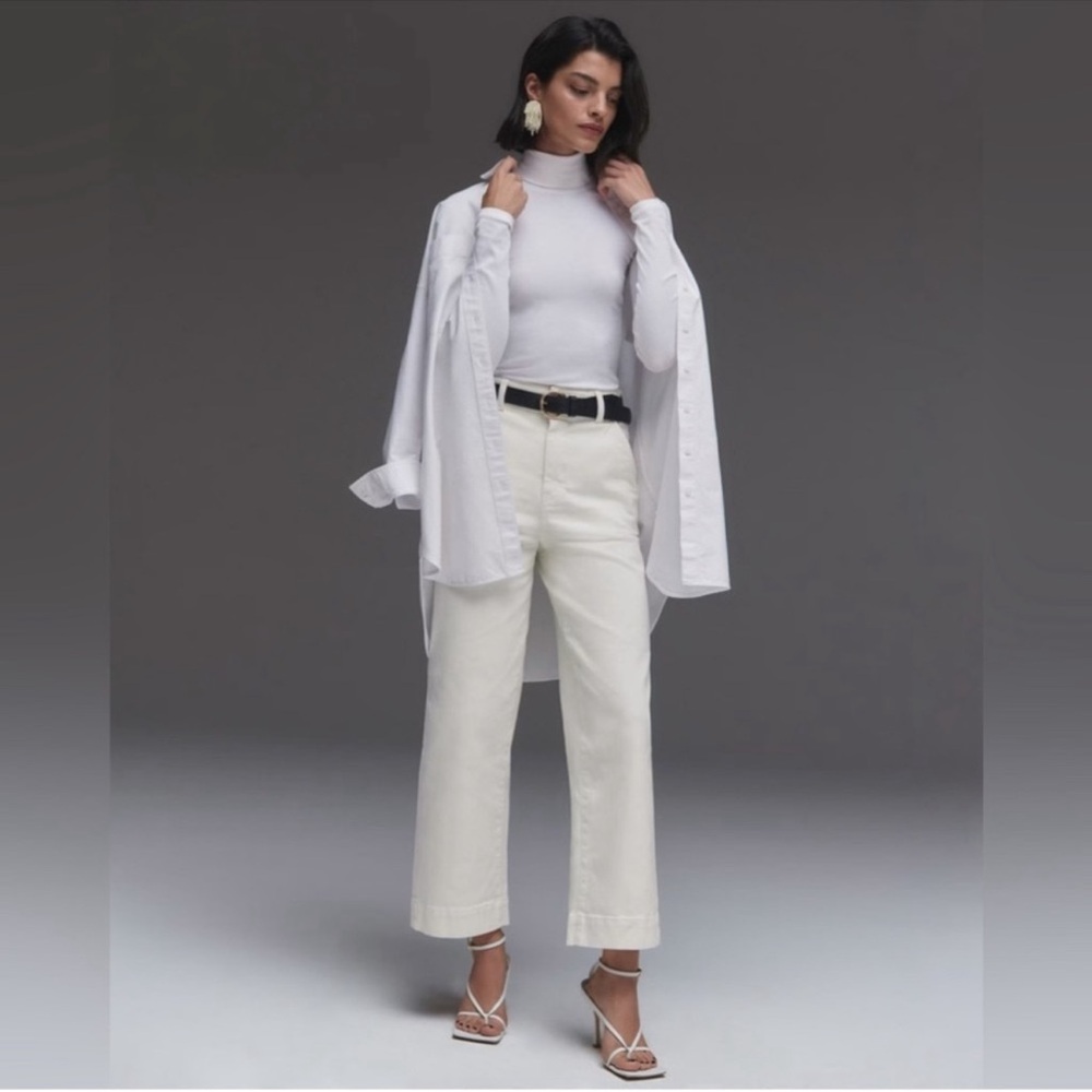 Everlane The Organic Wide-Leg Pant in Bone Womens Size 2